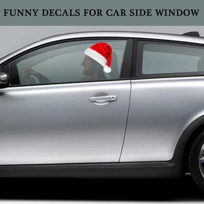 Driving Crooner Santa Hat Vinyl Sticker- Funny Car Side Window Decal