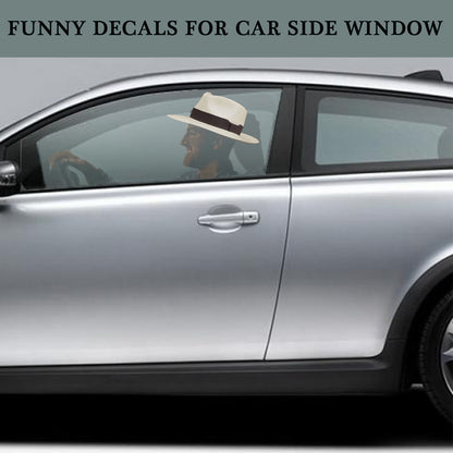 Driving Crooner Hat Vinyl Sticker- Funny Car Side Window Decal