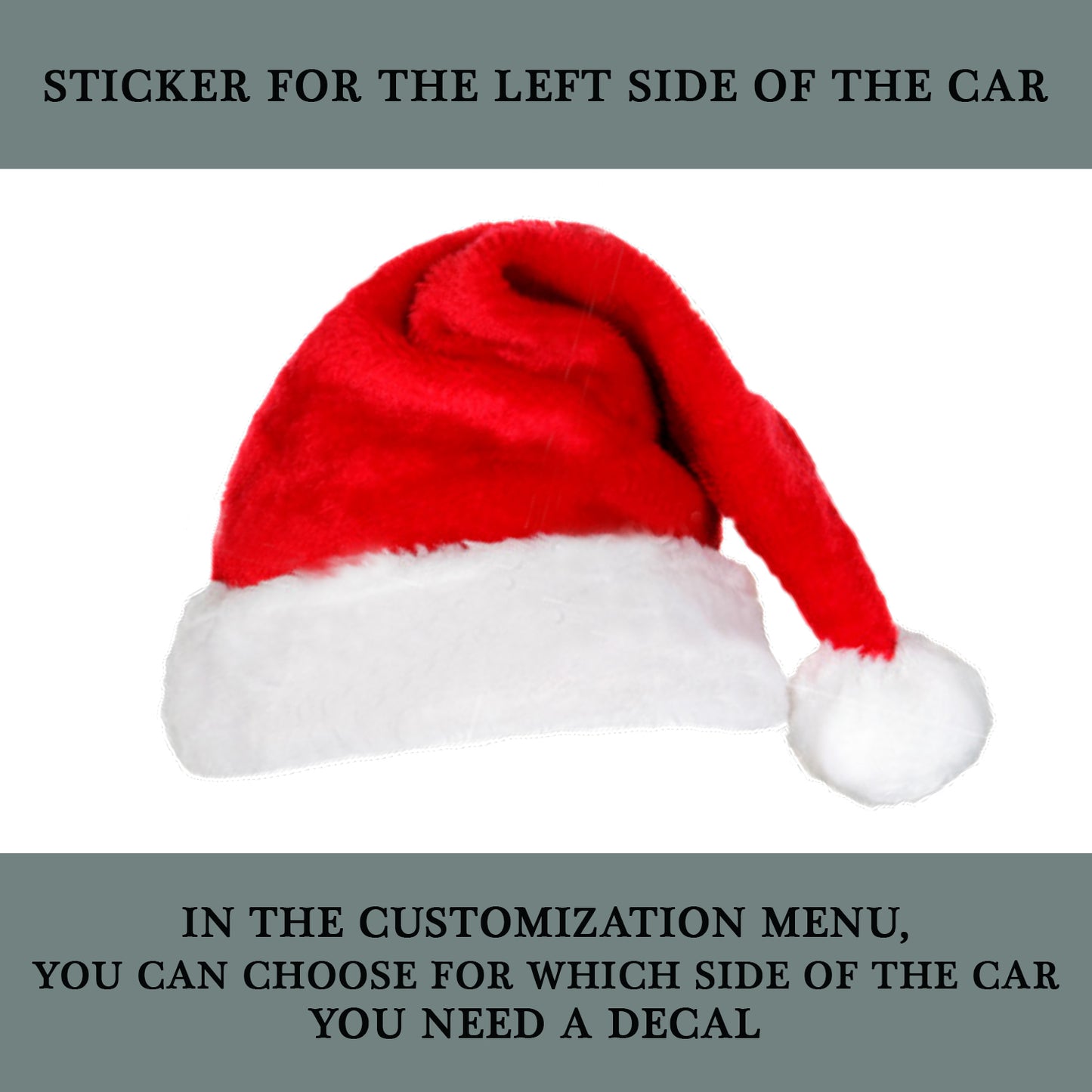 Driving Crooner Santa Hat Vinyl Sticker- Funny Car Side Window Decal
