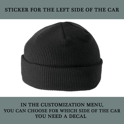 Black Cap Hat Vinyl Sticke for Driver -  Funny Car Side Window Decal