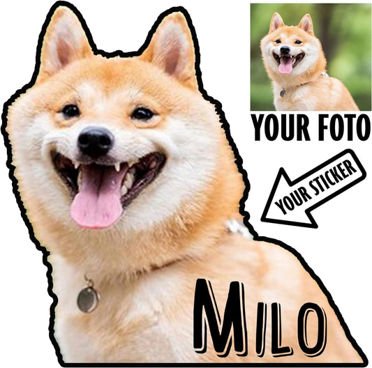 Custom Pet Stickers from Your Dog Photo - Personalized Vinyl Sticker with Your Own Design - Customized Name Dog Sticker