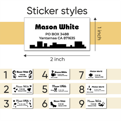 250 pcs 1"x2" of Personalized Business Info Label - Text Decal With Your Own Design - Custom Vinyl Lettering Sticker
