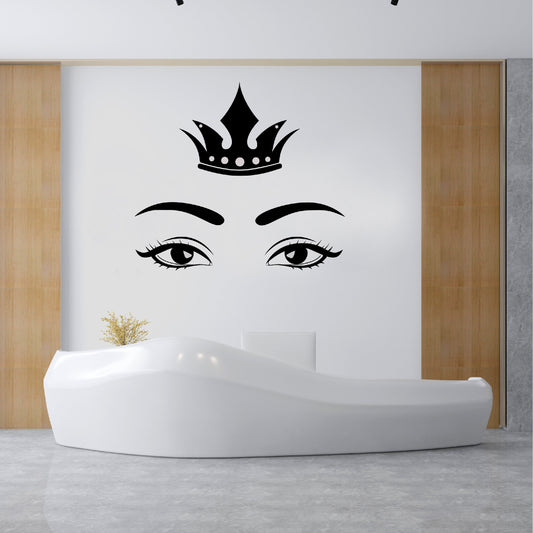 Wall Decal Vinyl Eyes and Crown - Vinyl Sticker Great for Girls Room, Bedroom, Makeup Area, Spa, Removable Sticker
