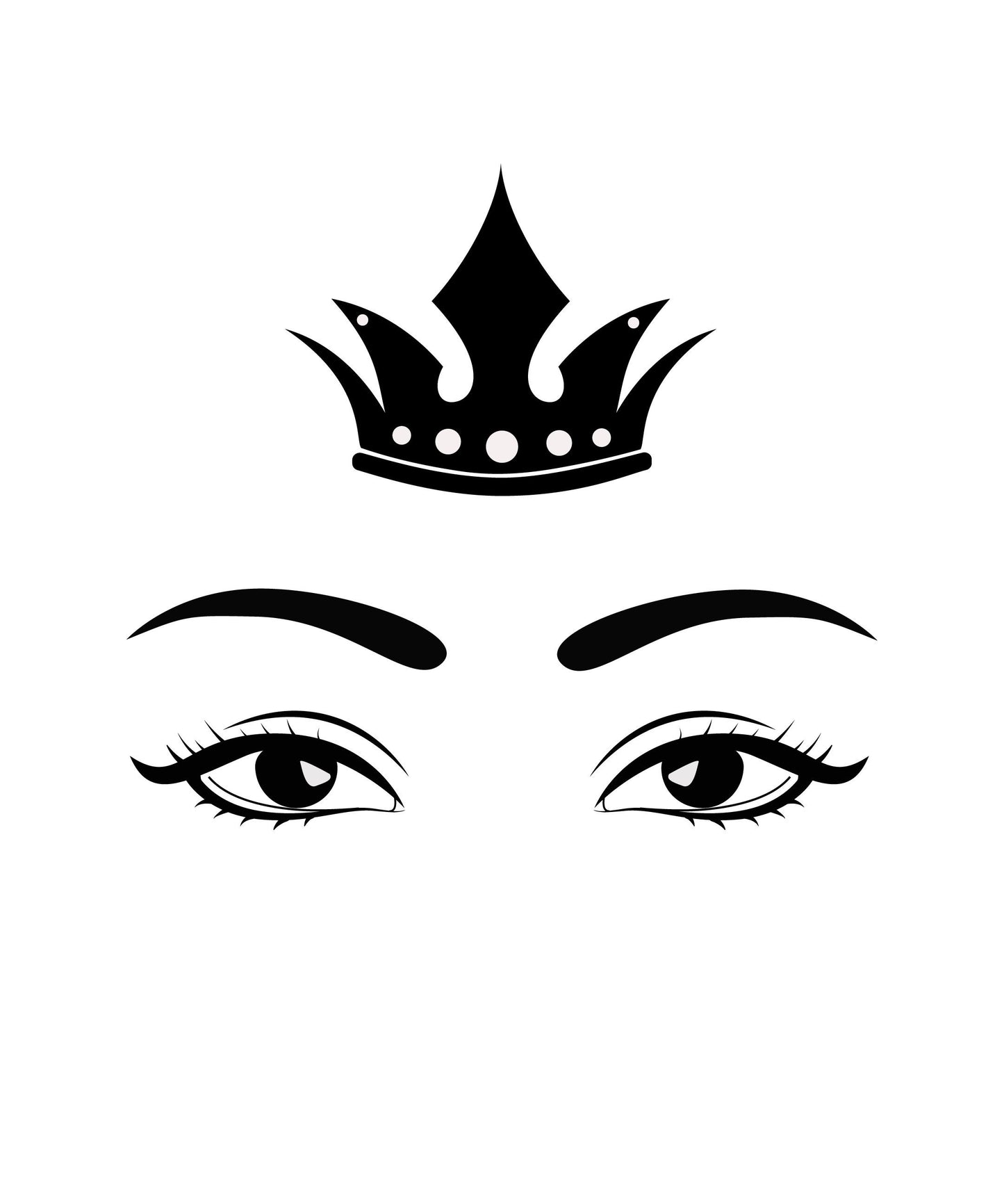 Wall Decal Vinyl Eyes and Crown - Vinyl Sticker Great for Makeup Area, Spa, Removable Sticker