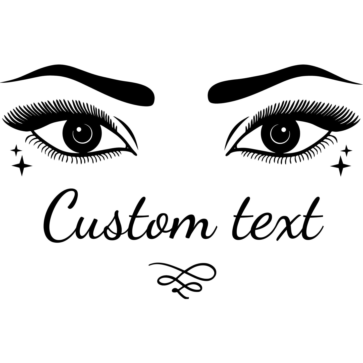 Eyes Decal with Personalized Text Wall Decal with Text Customization