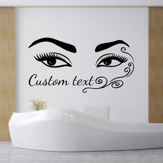 Personalized Eyelashes and Eyebrows Patterned Vinyl Decal - Woman, Girl's Bedroom Decor - Wall Decor Beauty Room, Makeup Studio,Beauty Salon