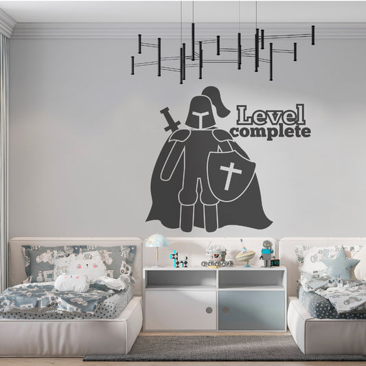 Level Complete Vinyl Wall Sticker - Decal for Gamers Teens - Wall Sticker for Room Decor, Playroom, Bedroom,Great Gift for Boys