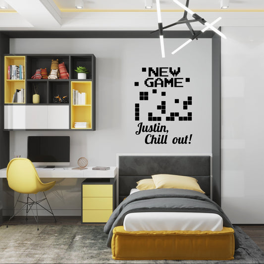 New Game Sticker Gaming Room Wall Art - Personalized Name Wall Vinyl Sticker - Wall Vinyl Decal For Boys Bedroom