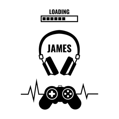 Headphones and  Controller Wall Decal - Custom Name Vinyl Wall Sticker