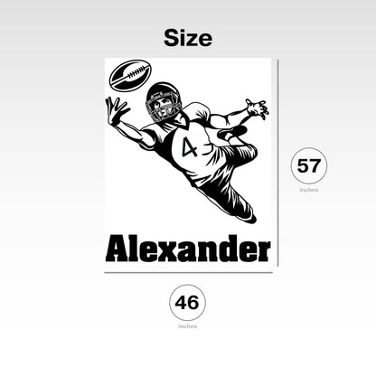 Football Player Action Vinyl Decal - Custom Your Own Name And Number