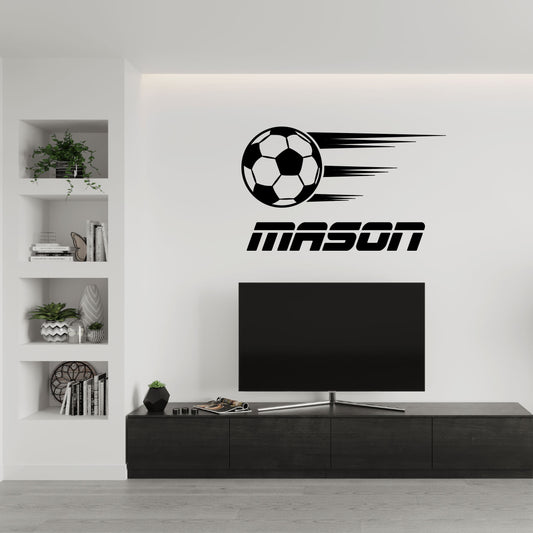 Personalized Soccer Wall Decal - Soccer Ball Sticker For Your Room - Choose Your Name on the Decal - Sticker for Kids and Teens Bedroom