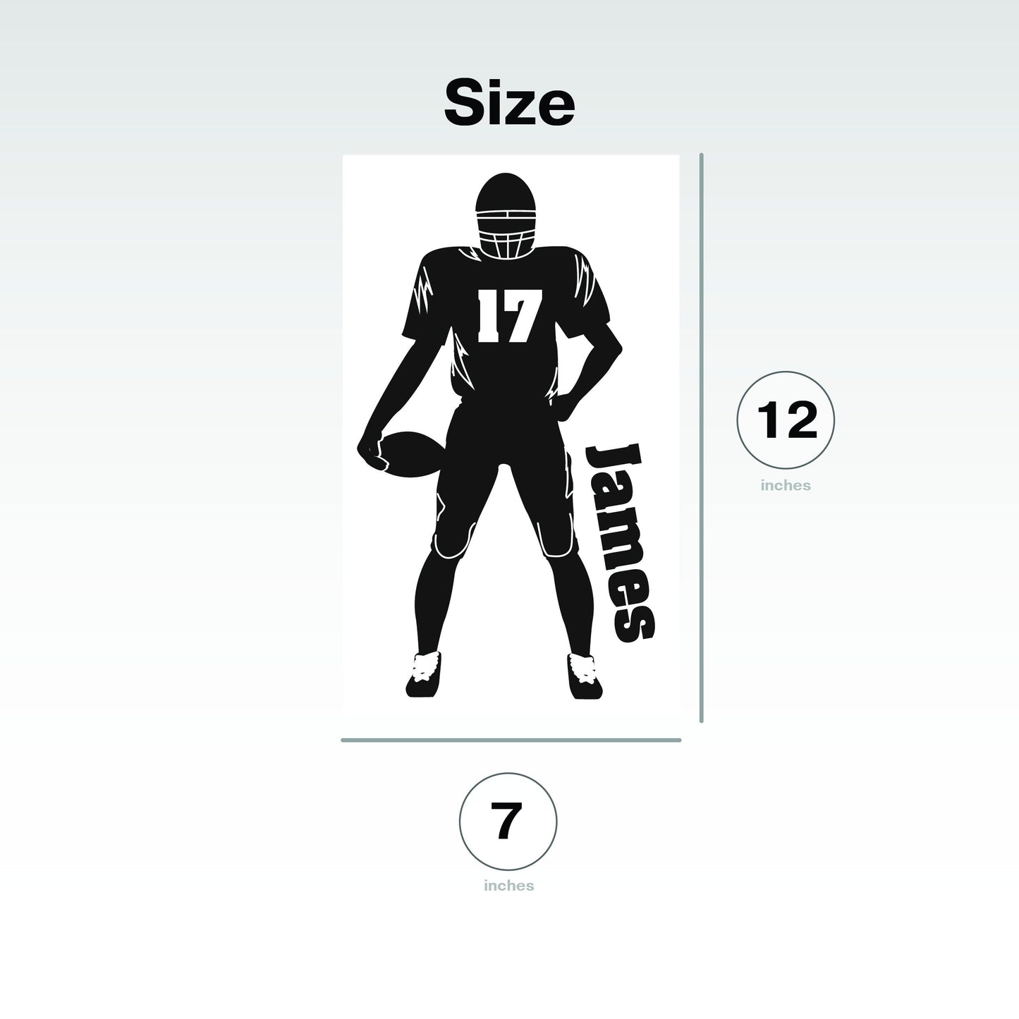 Wall Decal Personalized Football Player with Ball - Custom Sport Vinyl Sticker with Your Own Name and Number - Wall Sticker Children