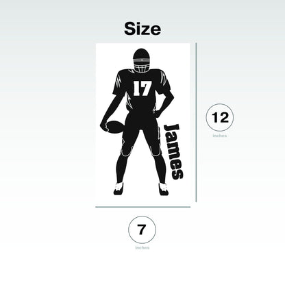 Wall Decal Personalized Football Player with Ball - Custom Sport Vinyl Sticker with Your Own Name and Number - Wall Sticker Children