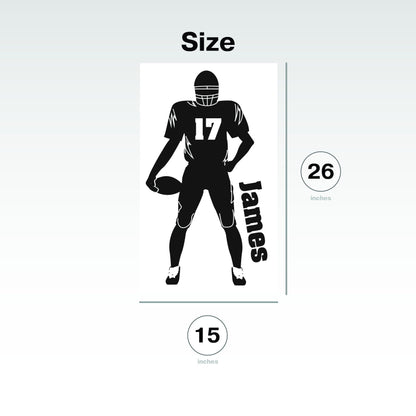 Wall Decal Personalized Football Player with Ball - Custom Sport Vinyl Sticker with Your Own Name and Number - Wall Sticker Children