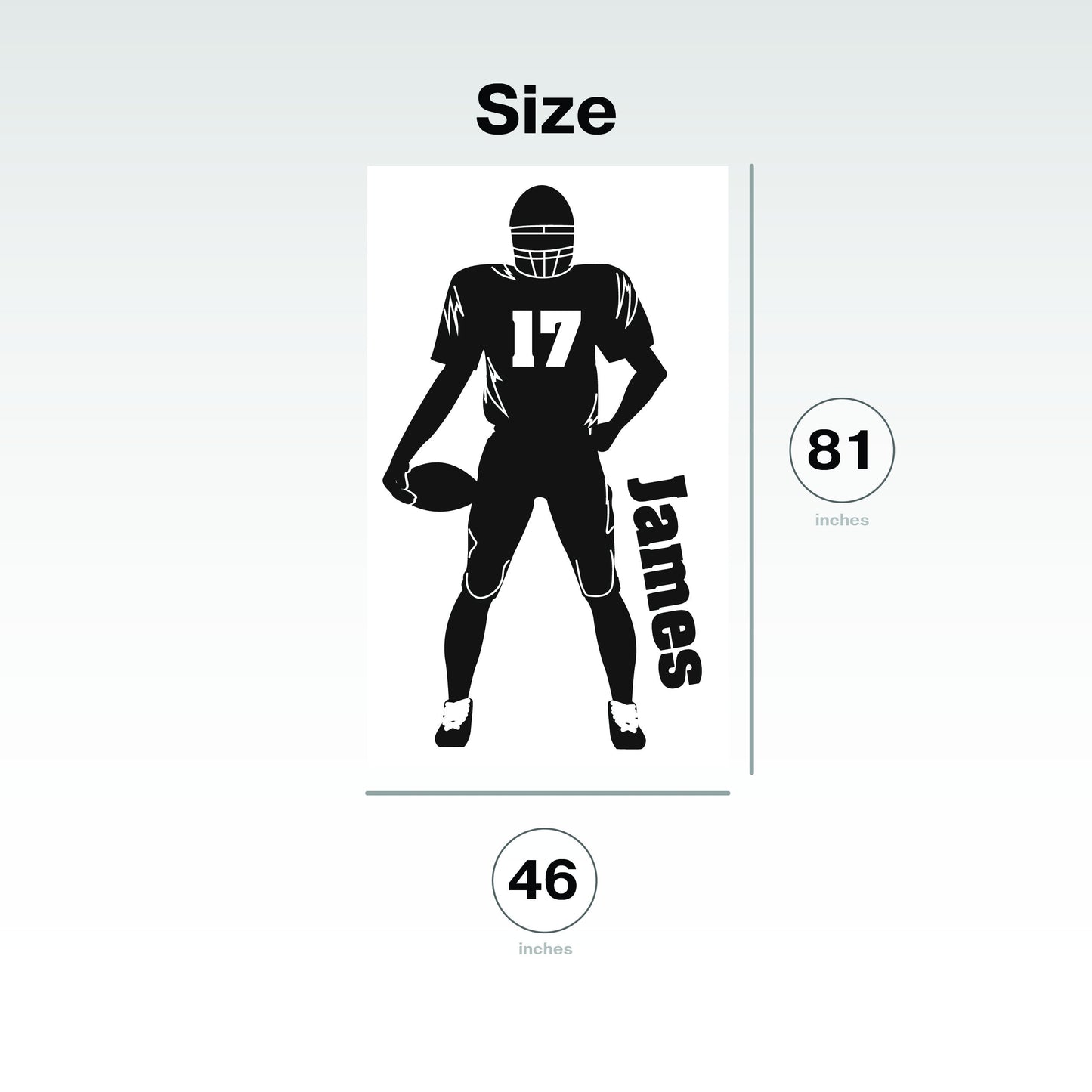 Wall Decal Personalized Football Player with Ball - Custom Sport Vinyl Sticker with Your Own Name and Number - Wall Sticker Children