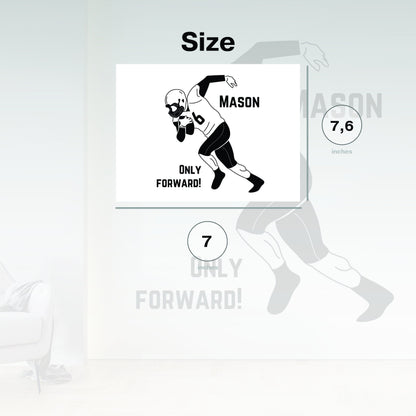 Running Football Player Name Decal - Customize Player Name & Number - Teens Room Decor