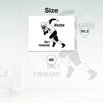 Running Football Player Name Decal - Customize Player Name & Number - Teens Room Decor