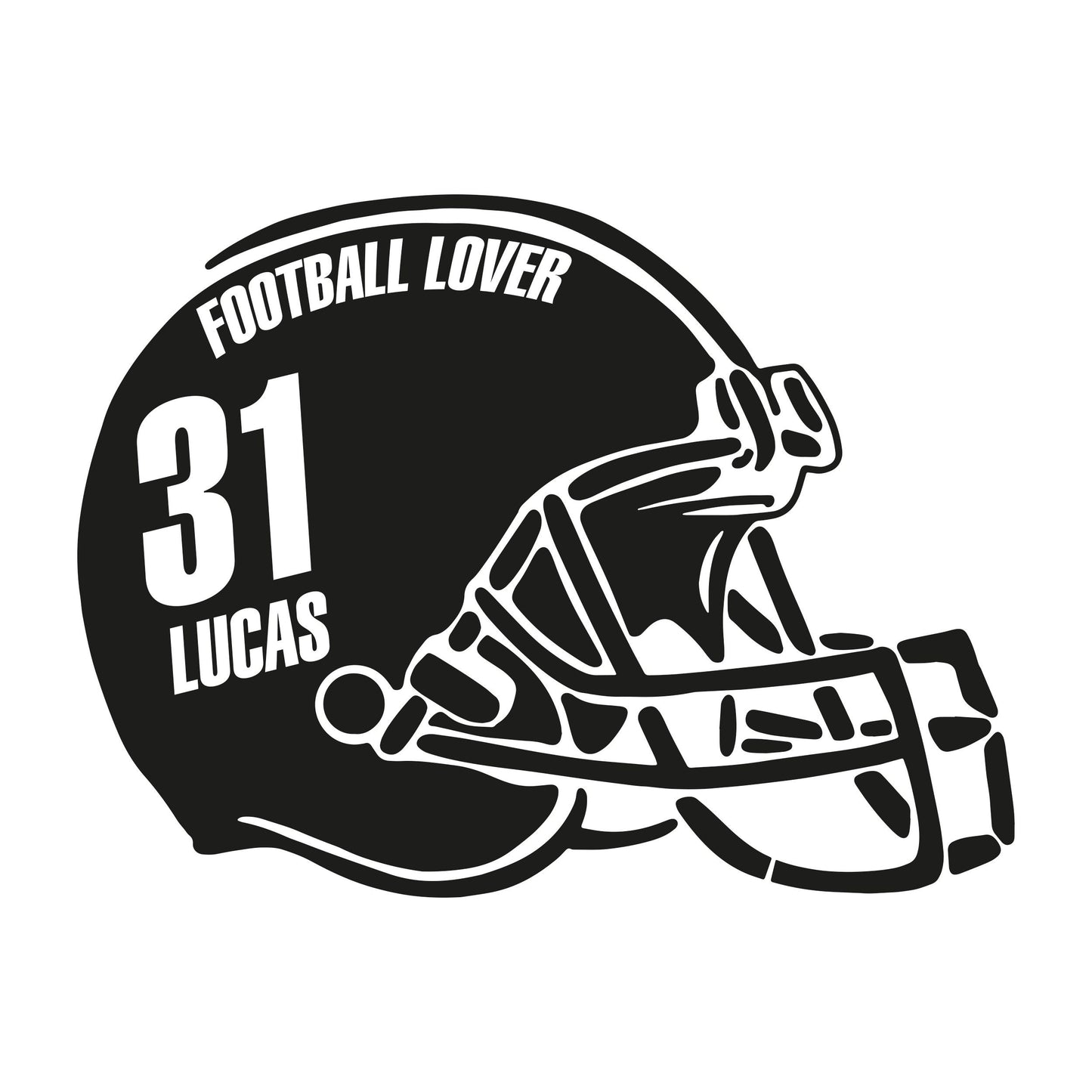 Decal for Wall - Football Helmet with Your Name and Number - Custom Name and Number Sticker