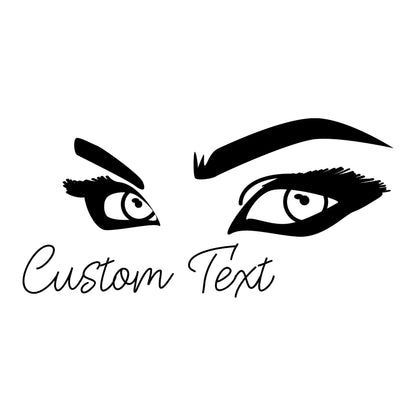 Wall Sticker Stylish Women's Pretty Eyes with Customize Text or Own Name - Decor Sticker for Bedroom, Makeup