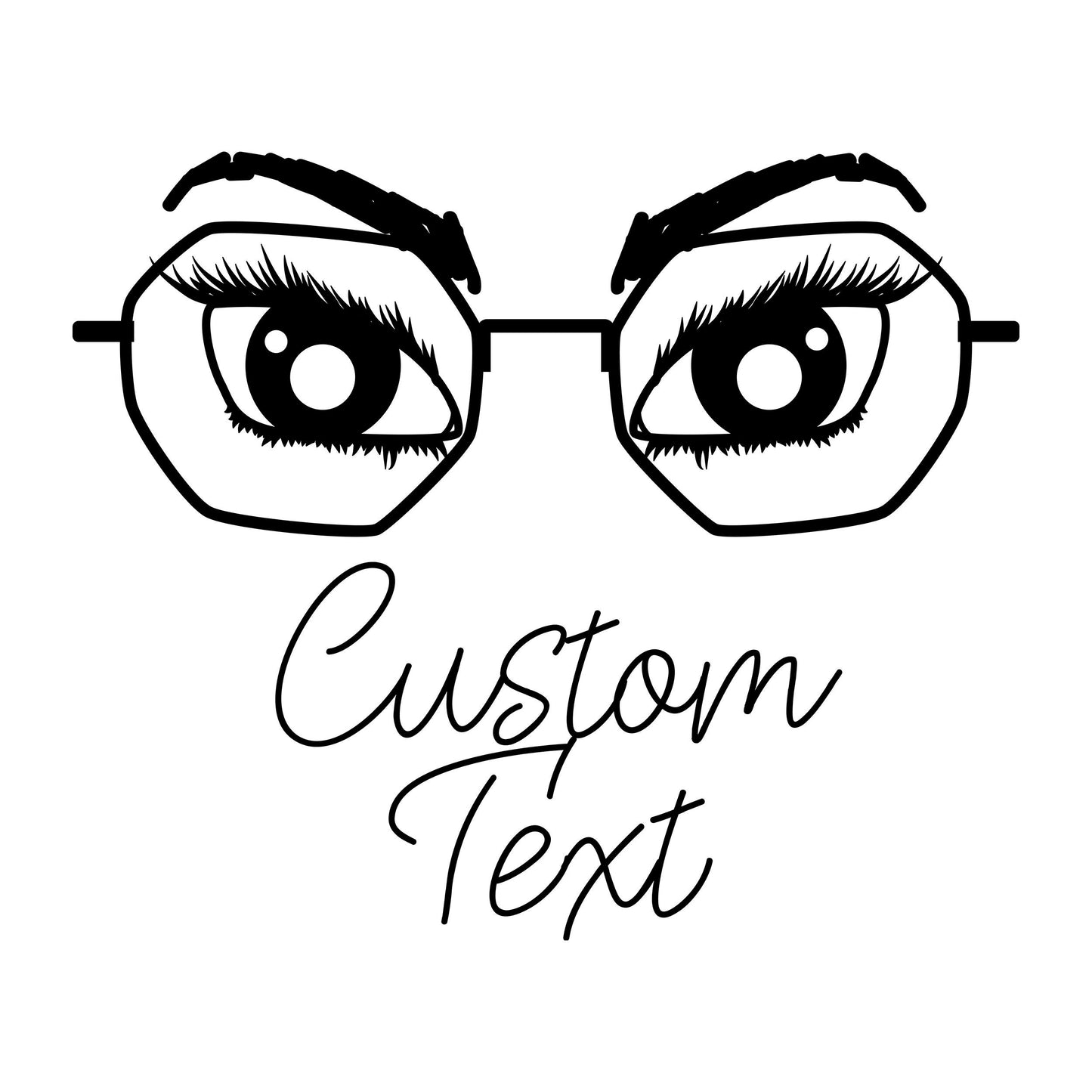 Wall Decal Eyes in Glasses with customizable text - Vinyl Stickers for Home, Beauty Elephant, Optics Store - Trendy decal for girls room