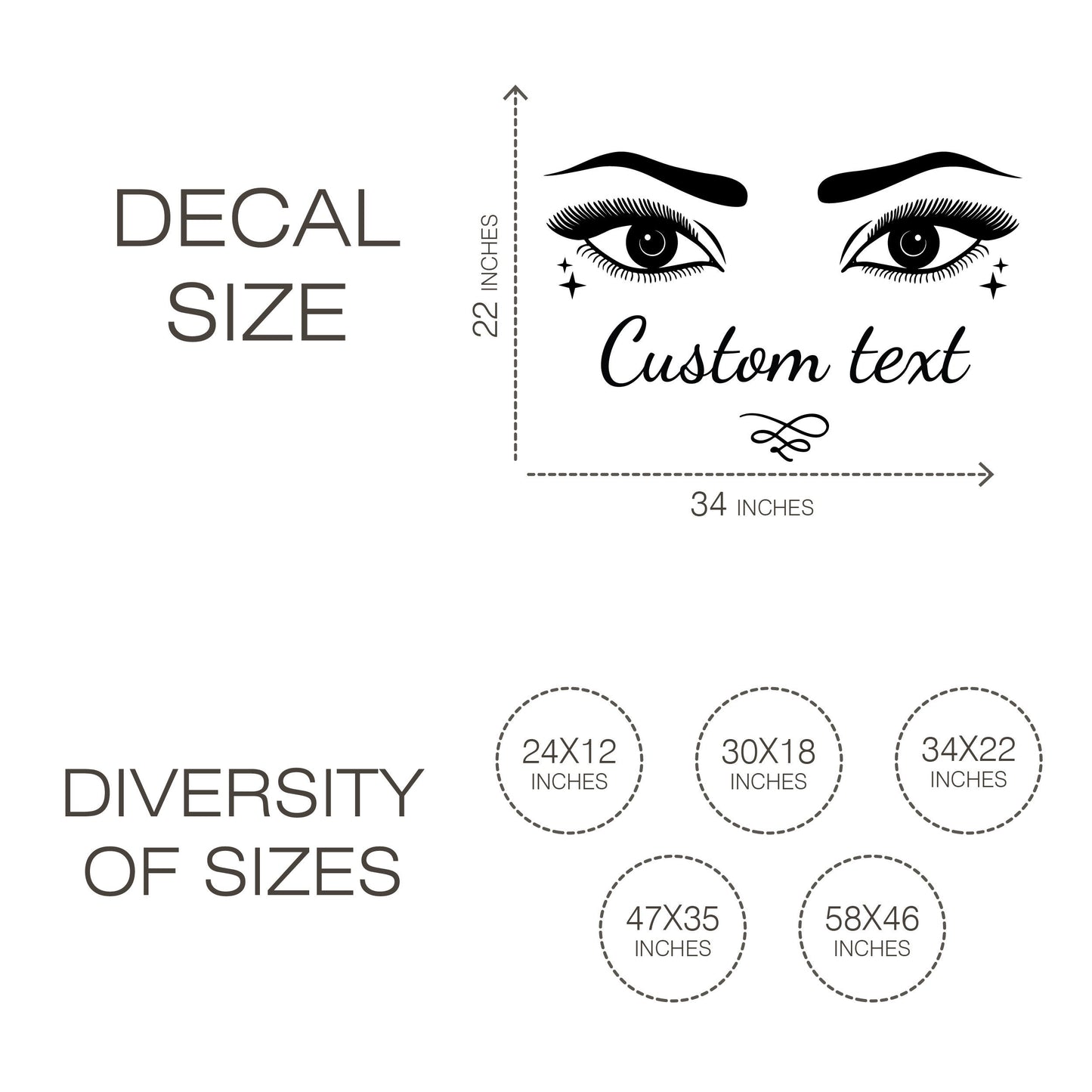 Eyes Decal with Personalized Text Wall Decal with Text Customization