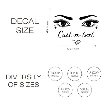 Eyes Decal with Personalized Text Wall Decal with Text Customization