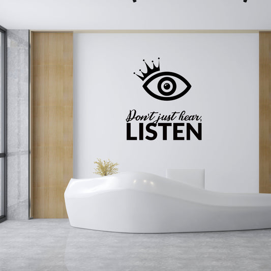 Wall Sticker for Girls and Women - Beautiful Eye, Crown and Inspirational Quote Wall Decal - for Beauty Salon, Bedroom Decor, Makeup Zone