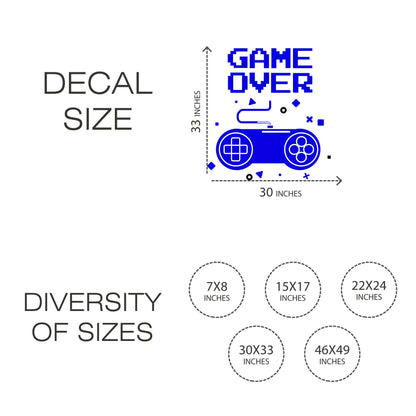 "Game Over" Pixelated Wall Vinyl Decal - Stickers For Gamers Room