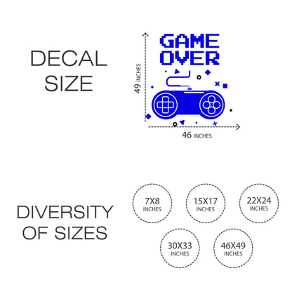 "Game Over" Pixelated Wall Vinyl Decal - Stickers For Gamers Room