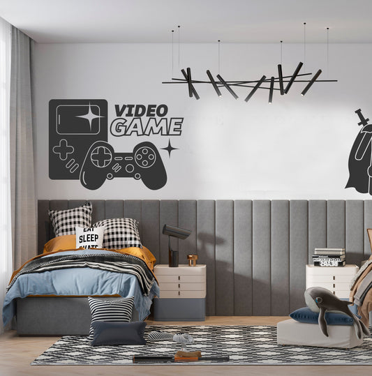 Game Decor For Boys Room - Decor Gaming Room Wall Art - Wall Vinyl Decal For Boys Bedroom - Video Games Wall Sticker - Decal Gaming Room