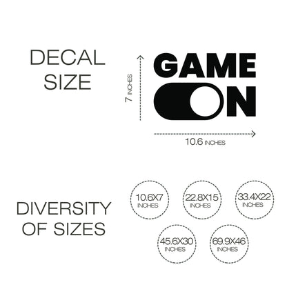 Wall Vinyl Sticker Game On For Teens Bedroom - Video Game Decor For Kids room - Cool Wall Vinyl Decal 'Game On'