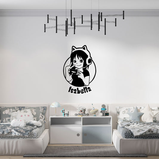 Girl Room Decor - Wall Vinyl Decals For Girls Bedroom - Personalized Custom Name Wall Sticker For Girls - Gamer Name Wall Decal