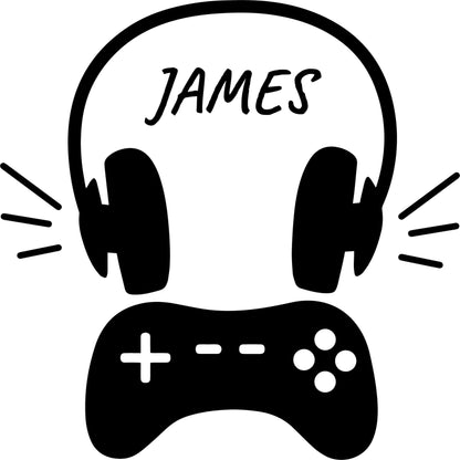 Personalized Sticker For Wall - Video Game Wall Decal - Gaming Wall Decor - Headphones Wall Vinyl Decal - Personalized Gifts Kids Bedroom