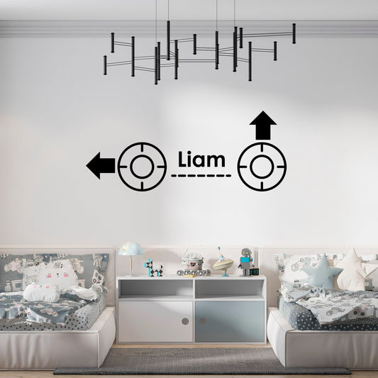 Wall Decals For Teens - Boy Name Decals For Walls - Gaming Wall Art Arrows Sign - Wall Vinyl Decal Home - Computer Games Room Design