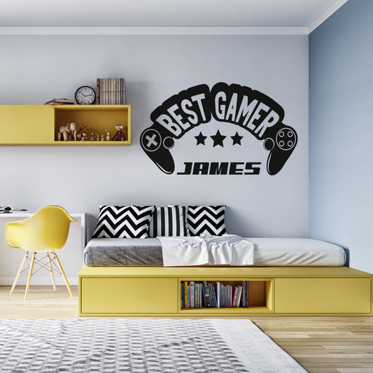 Vinyl Decal Best Player for Gamer - With Custom Name - Vinyl Decal for Walls, Doors, Windows - For Teen Room, Boy and Girl Room Decor