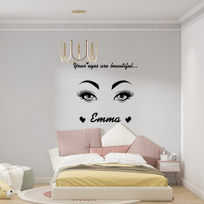 Eyes Motivational Name Decal with Your Name - Vinyl Decal for Women and Girls - Fashionable Vinyl Decal for Spa, Beauty Salon