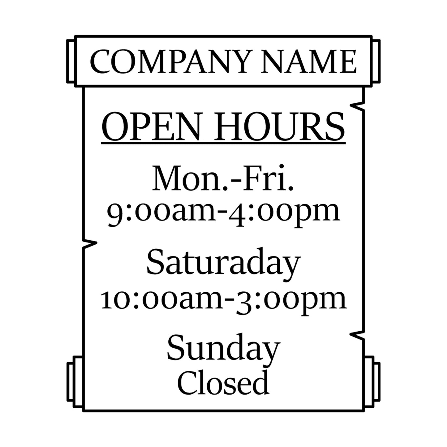 Business Hours Window Decal - Custom Company Name and Business Hours Door Sign Decal