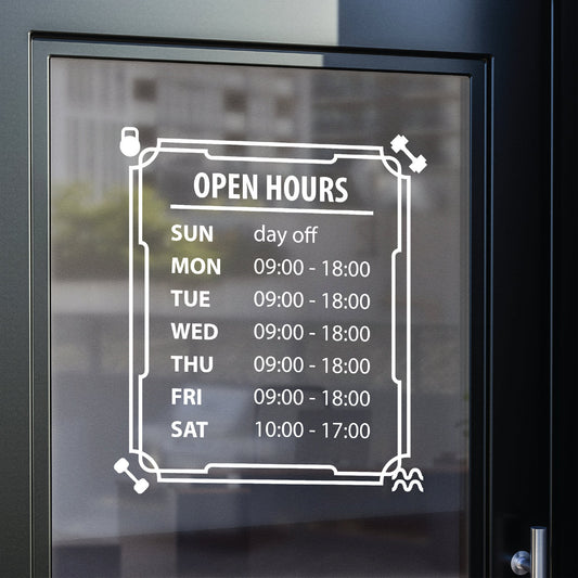 Vinyl Sticker - Business Hours Vinyl Decal for Store Front - Business Open Hour Signs - Custom Vinyl Opening Times Decal