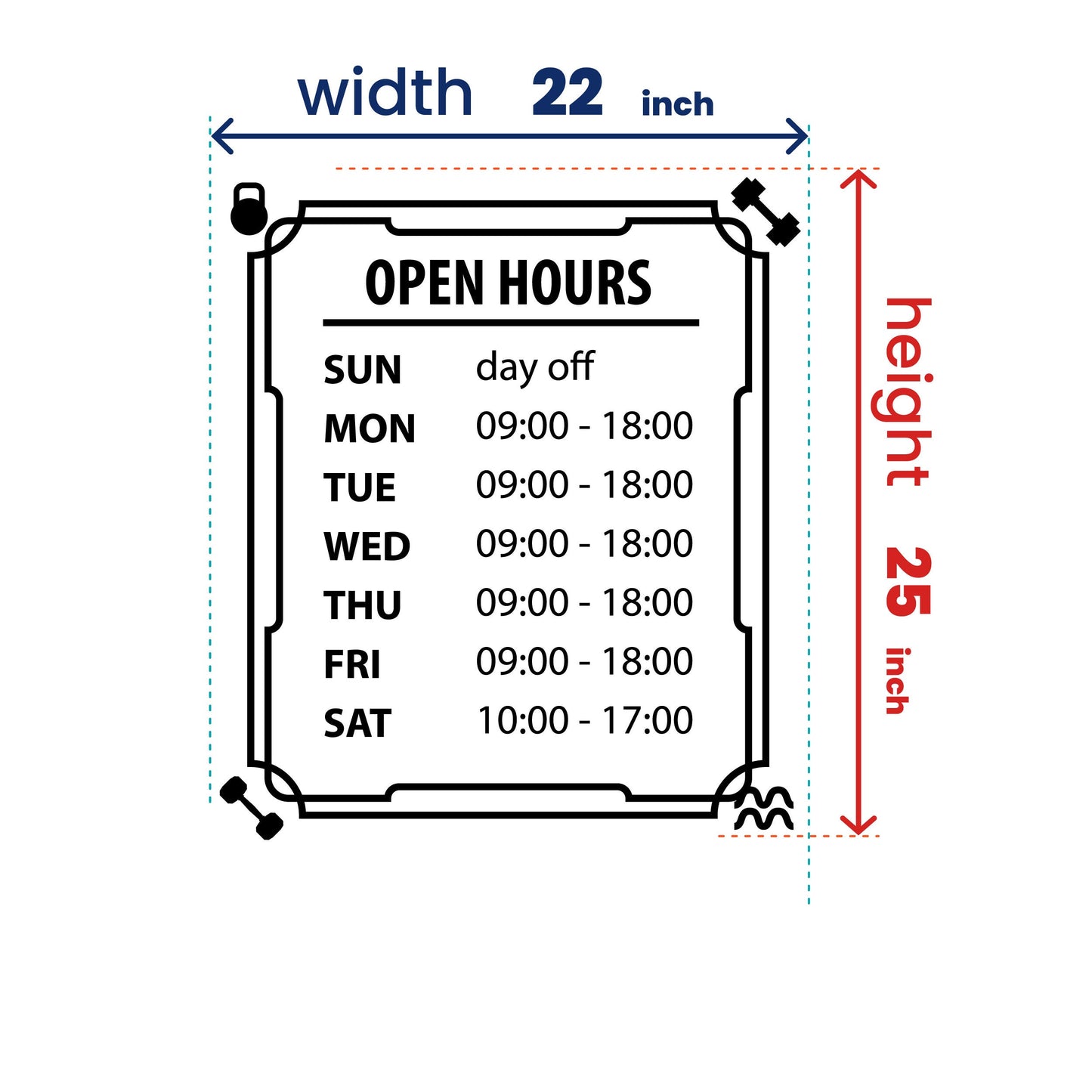 Vinyl Sticker - Business Hours Vinyl Decal for Store Front - Business Open Hour Signs - Custom Vinyl Opening Times Decal