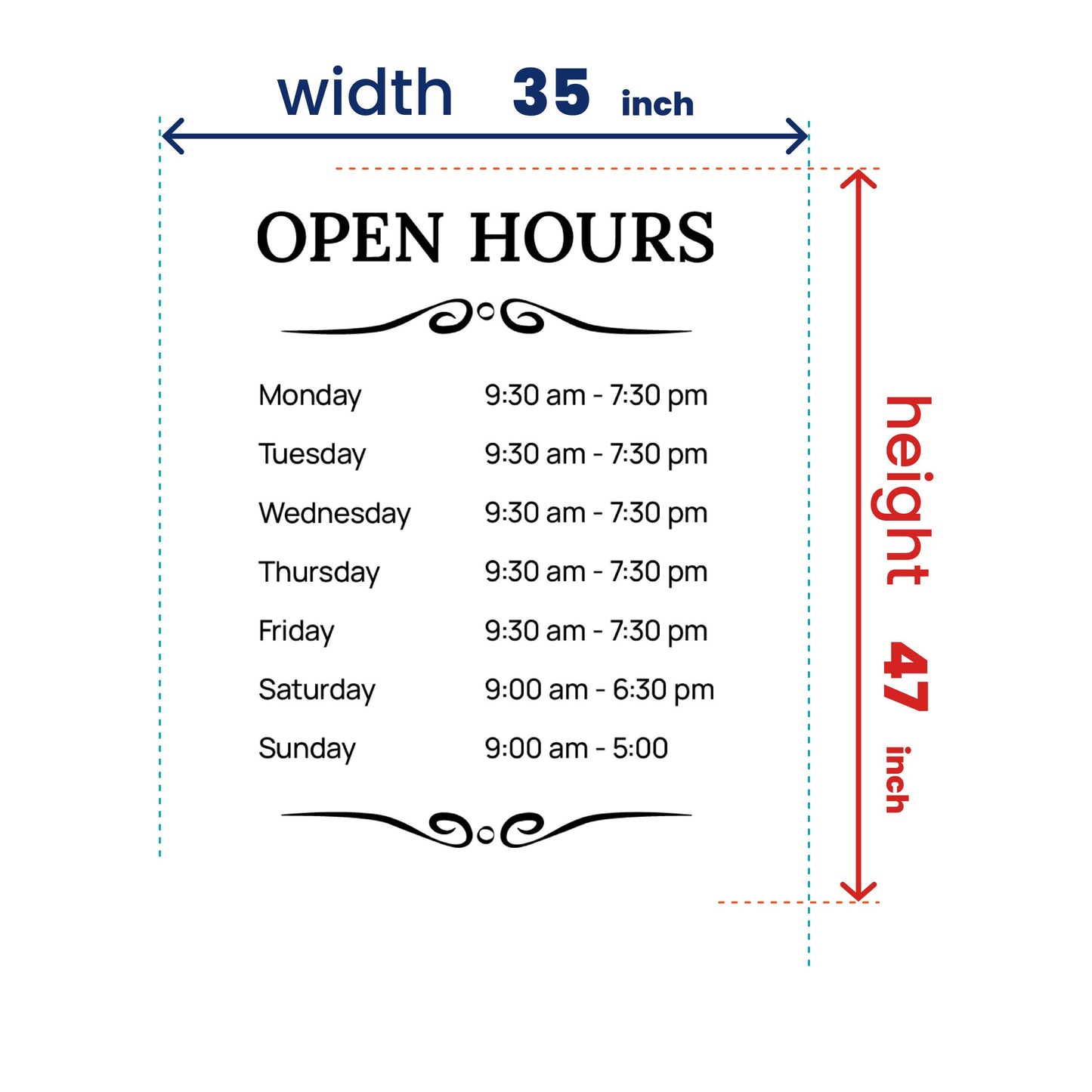 Window Store Logo - Storefront Decal Sticker - Custom Vinyl Bussines Hours