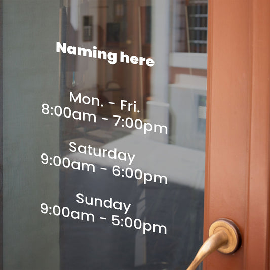 Decal Vinyl - Personalized with Hours Sign - Coffee Shop Open Hours Sign with Logo - Custom Coffee Store Business Hours