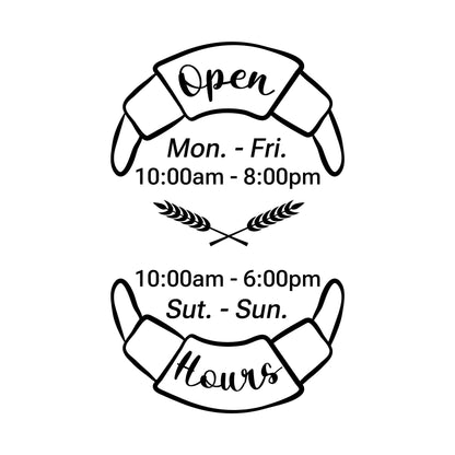 Custom Vinyl Decal - Opening Hours Decals on Door Window - Custom business logo decals - Custom Business Hours Signage Sticker