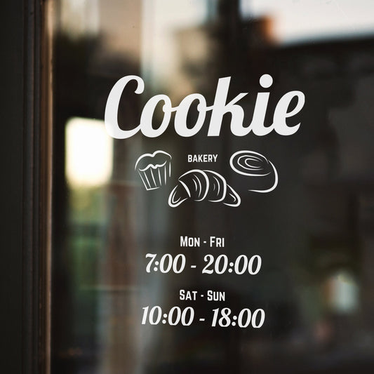 Business Hours Decal - Opening Time for Cookie Shop