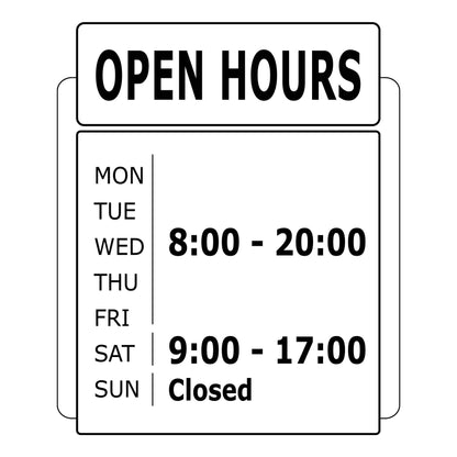 Vinyl Decal - Salon Shop Working Time - Custom Business Sign Decal - Store hours sign - Open and Close Time Poster - Weekly Store Hours Sign