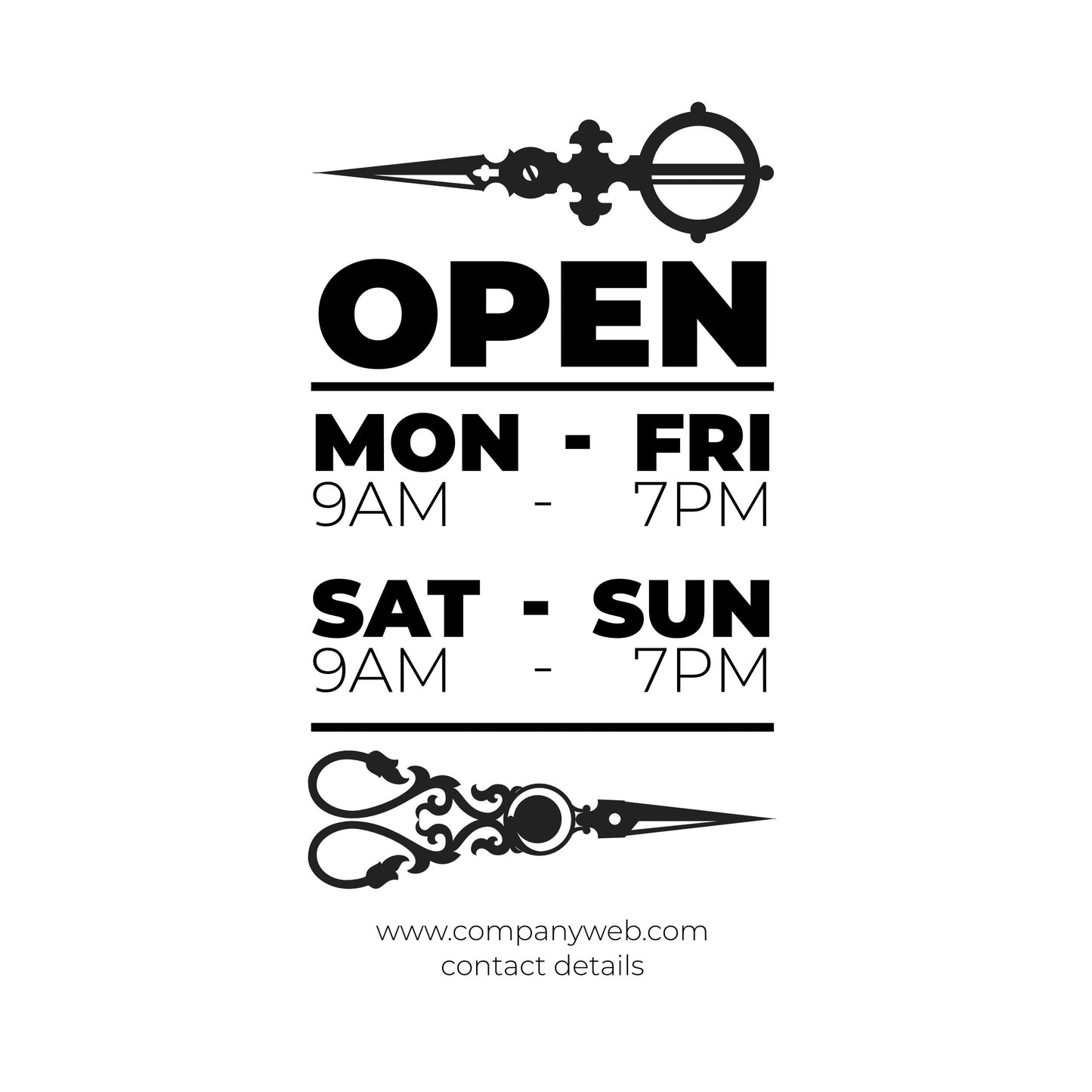 Customizable Barbershop Opening Hours Window Sticker - Bussines Window Decal