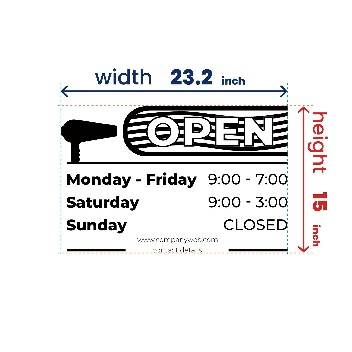 Barber Shop Personalized Opening Hours Window Sign Custom Vinyl Decal Sticker