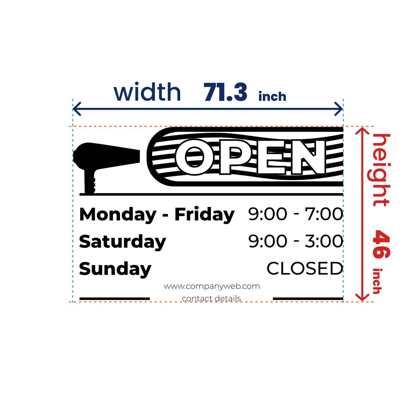 Barber Shop Personalized Opening Hours Window Sign Custom Vinyl Decal Sticker