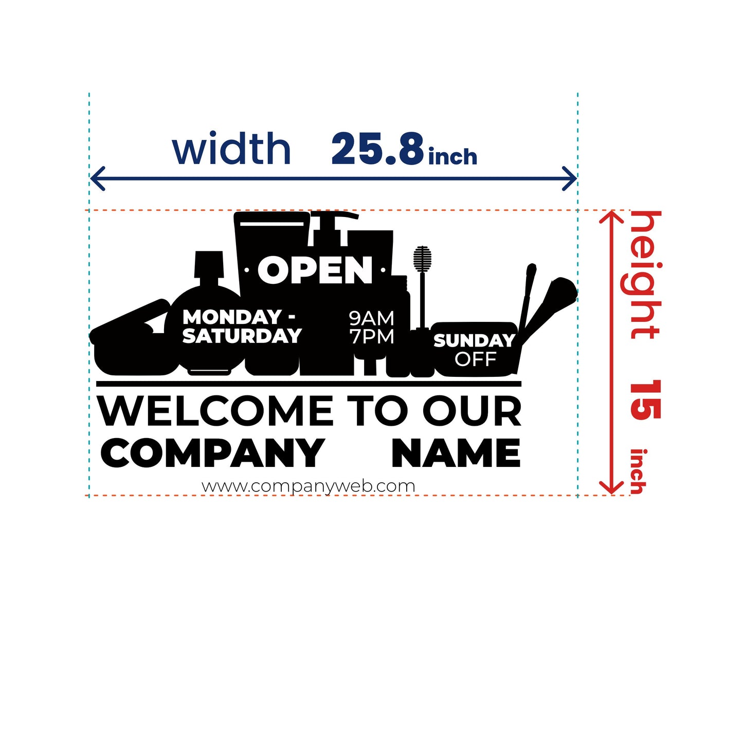 Business Hours for Beaty store  - Opening Hours Window Decal for Business