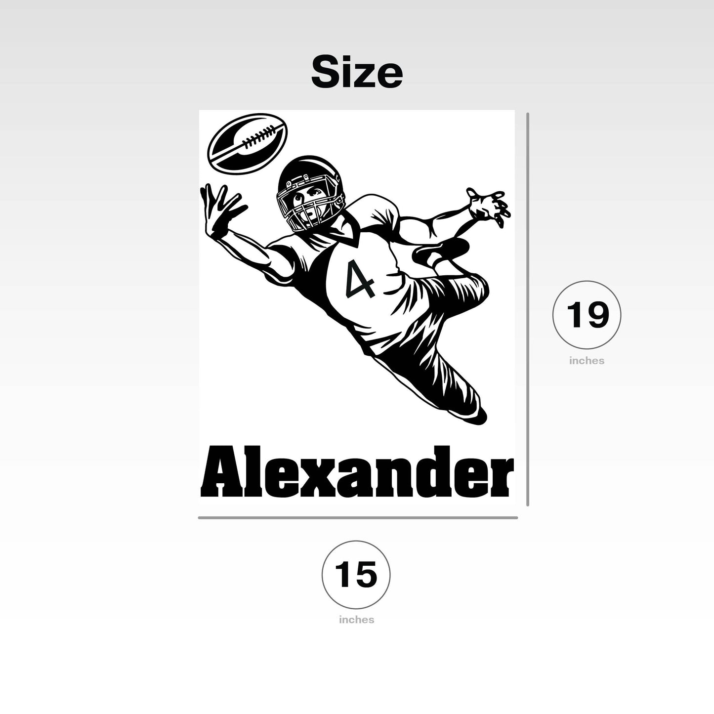 Football Player Action Vinyl Decal - Custom Your Own Name And Number