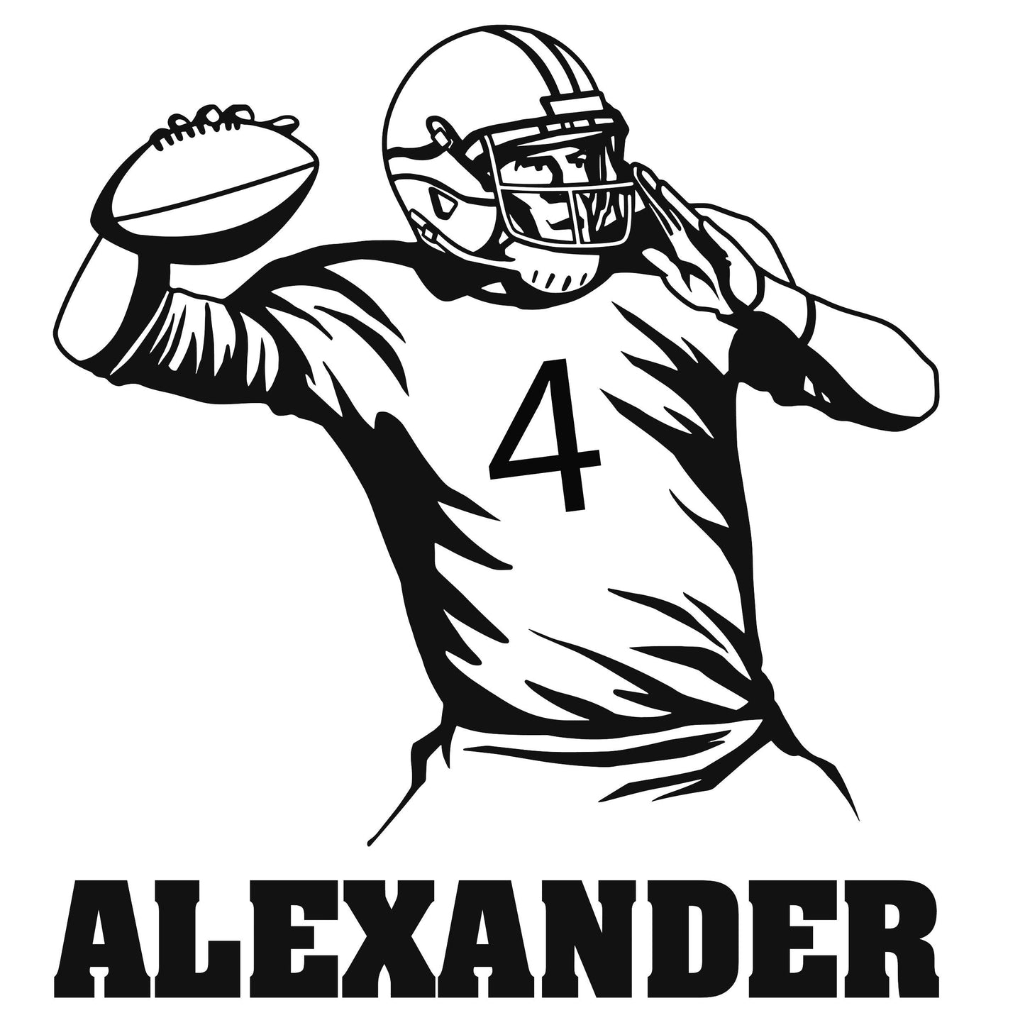 Vinyl Wall Sticker With Football Player - Custom Player Name and Number Decal